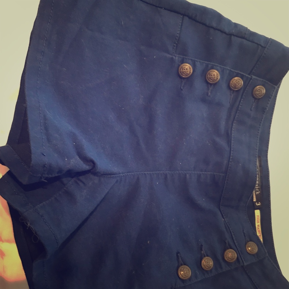Navy Blue High Waisted Button Up Love sick Shorts